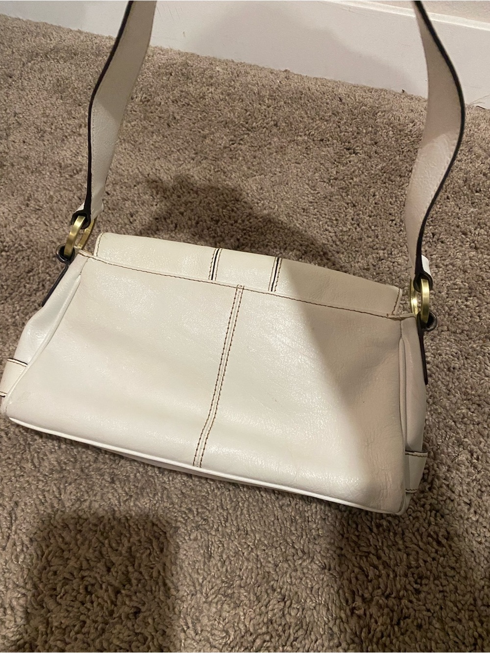 Women's white Cream Shoulder Bag - Classic Minimalist Style - Picture 3 of 3